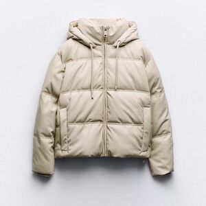 NWT Zara Faux Leather Wind Protection Cropped Anorak Size Small